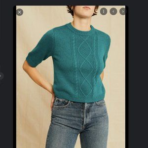 NWT Amour Vert Cable Knit Sweater - "Jude" in Jade color *sold out online*